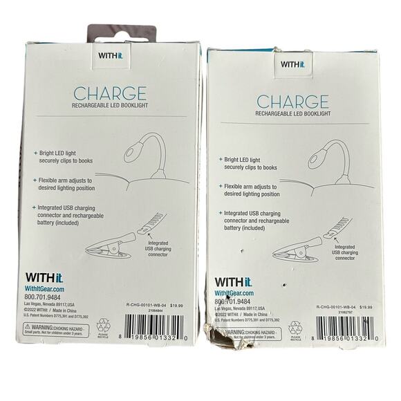 WITH it GEAR - One Charge Rechargeable LED Booklight Flexible Arm Box damage - Picture 2 of 2